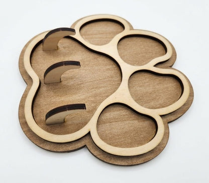 Paw Print Dog Leash Holder for Wall, Handmade Wood Key Rack with 3 Hooks, Pet Entryway Organizer, Gift for Dog Lovers, Key Holder, Key Rack