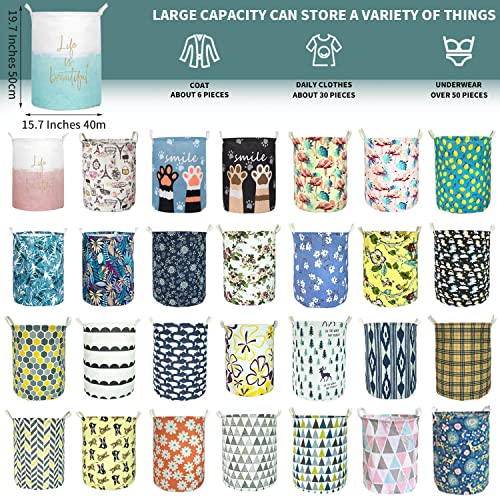 Merdes 19.7’’ Waterproof Foldable Laundry Hamper, Dirty Clothes Laundry Basket, Linen Bin Storage Organizer for Toy Collection (Life Blue) - color: Life Blue