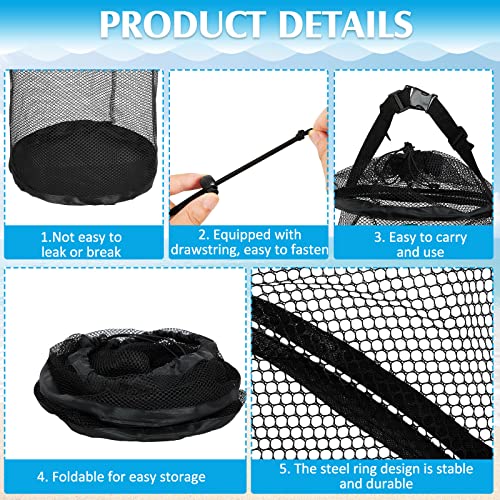4 Pcs Boat Trash Bags Large Hoop Mesh Trash Can Portable Reusable Trash Pontoon Boat Accessories for Men Mesh Storage Bag for Fishing Kayak Camping Boating Marine Outdoor Storage ATV RV, Black