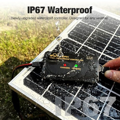 SOLPERK 25W 12V Solar Battery Charger, Waterpoof Solar Panel Kit with Energy Saving Controller for Car RV Trailer Marine Boat Motorcycle Truck Tractor Etc - size: 25W
