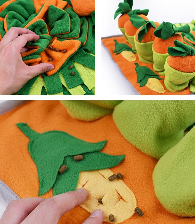 Ferret Cats Snuffle Mat Fleece Foraging Mats Interactive Feeding Toy Small Animal Rabbit Guinea Pig Rat Hamster Anti Slip Treat Dispenser Slow Feeder (Carrots) - color: Carrots