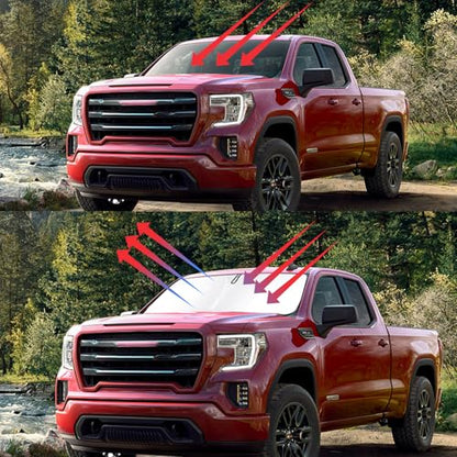 Windshield Sun Shade for GMC Sierra 1500 2500 3500 Accessories 2019 2020 2021 2022 2023 2024, Foldable Window Sunshade Sun Visor Protector, Front Windshield Sunshade Sun Shield - size: Silver & Black-Fit 2019-2024 GMC Sierra