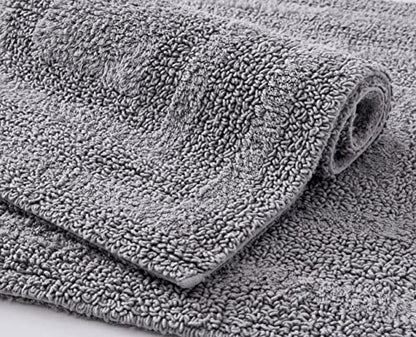 Eddie Bauer - Bathroom Rug, 100% Soft Plush Tufted Cotton Runner Rug, Highly Absorbent, Quick-Dry, and Skid-Resistant Backing (Logan Chrome Grey, 22" x 60") - color: Chrome Grey, style: 22" x 60"