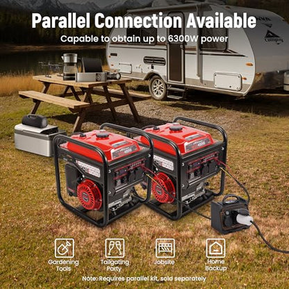 maXpeedingrods 4800 Watt Portable Inverter Generator, Gas Powered Open Frame Generator with ECO Mode, Lightweight for Outdoor Camping, Home Backup, Garden - style: MXR4800I+Gas+Open Frame
