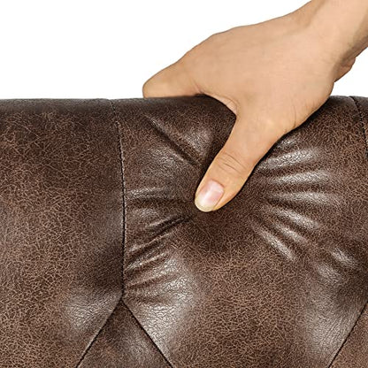 Leather Ottoman with Storage,24’’Foot Rest Ottomans with Hinged Lid Rectangle Upholstered Foot Stools Nailhead Trim for Living Room Bedroom,Brown - color: Brown