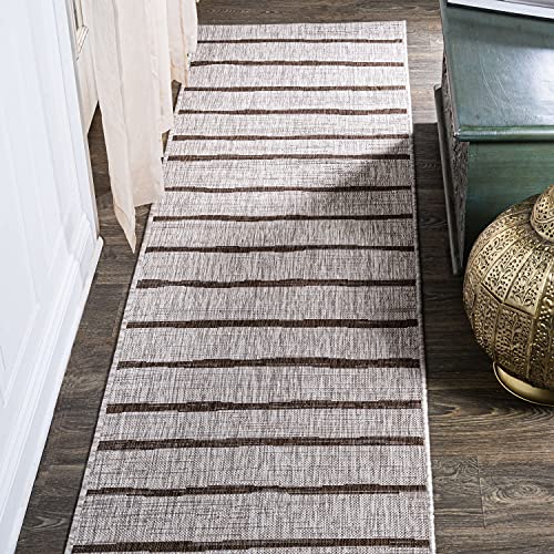 JONATHAN Y Berber Stripe Indoor Outdoor Runner Rug 2X10 Beige/Brown, Colonia for Backyard, Patio, Porch, Easy-Cleaning, High Traffic, Pet-Friendly, Non-Shedding (SMB125A-210) - color: Beige/Brown, size: 2'2" x 10' (Runner)