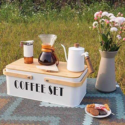 SOTECH Pour Over Coffee Maker Set Pour Over Coffee Dripper Manual Coffee Mill Grinder glass pour over coffee maker - color: White