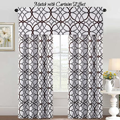 H.VERSAILTEX Blackout Curtain Valances for Kitchen/Bathroom - Thermal Insulated Window Valances for Living Room/Bedroom Rod Pocket Short Curtain 1 Panel, 52x18 inch, Geo in Brown and Gray - color: Geo in Brown and Gray