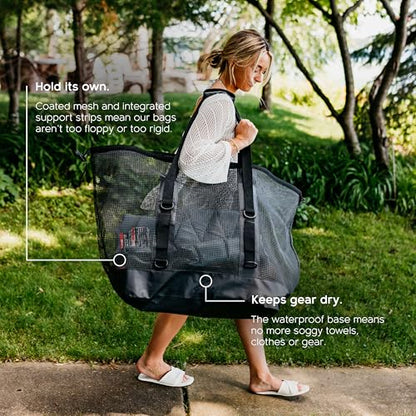 MISSION Boat Gear CASSI Heavy-Duty Outdoor Tote and Waterproof Marine-Grade Mesh Boat Bags - color: Black, size: 170 Liter
