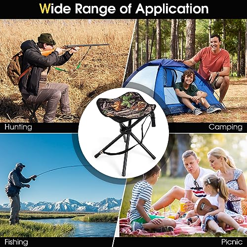 HAPPYGRILL 2-Pack Folding Hunting Stools, Lightweight Portable Chairs with Metal Frame & Carrying Strap, Outdoor Blind Chairs for Hunting Camping Fishing, Camouflage