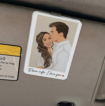 Gossby Photo Car Visor Clip Drive Safe I Love You Couple Gift Romantic | Custom Couple Visor Clip Photo, Personalized Car Accessory Romantic Gift - color: Drive Safe I Love You Ver 2
