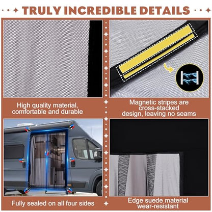 XCBYT Van Bug Screen | Magnetic Bug Screen for Van Sliding Door Camping | Van Life Essentials | Fits Mercedes Sprinter & Other Camper Vans (83” H x 59” W) - size: VAN-83*59-Large side door