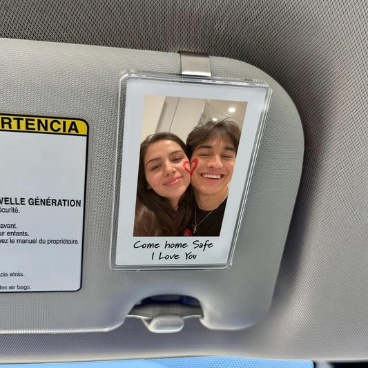 Gossby Personalized Couple Photo Car Visor Clip - Come Home Safe Gift | Custom Couple Photo Visor Clip, Personalized Car Accessories For Couples, Romantic Car Decor Gift - color: Come home safe I Love You