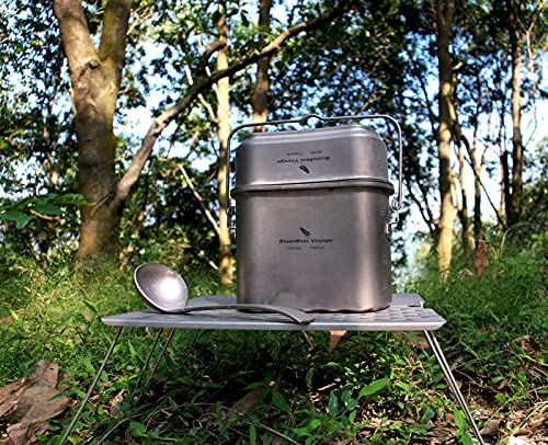 Boundless Voyage Titanium Mess Kit Hanging Pot Cup with Lid Folding Handles Outdoor Camping Cooking Set Ultralight Portable Tableware Cookware