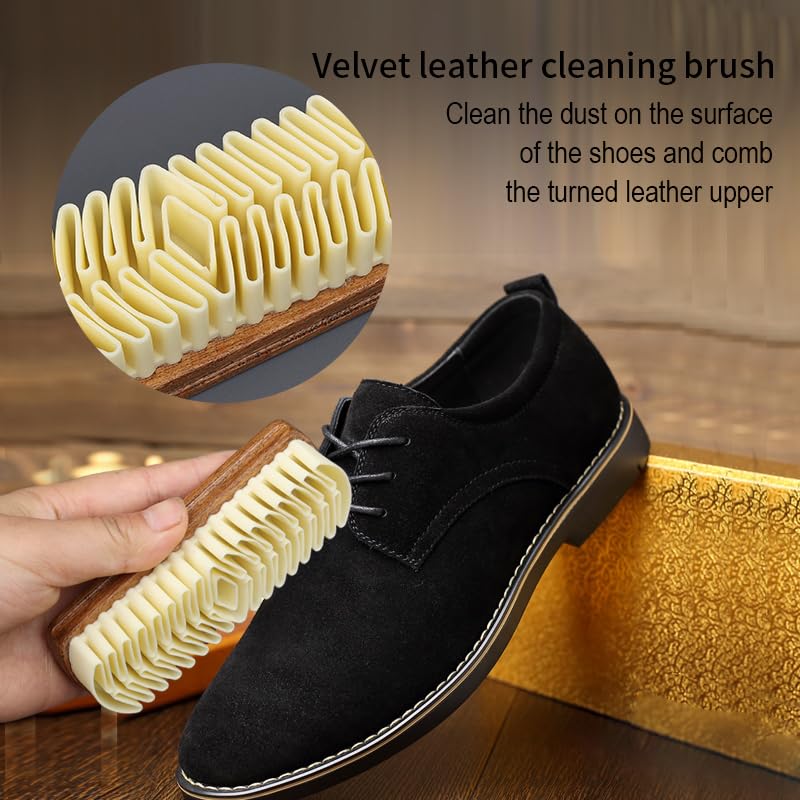 MAXIMILIAN Shoe Shine Brush Kit 3Pcs Solid Wood Horsehair Brushes for Polishing Crepe Suede Shoes Brush Soft Bristles Leather&Nubuck Cleaning kit Remove Stains Remove Spots Restore Suede