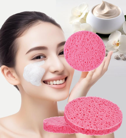 METUUTER 50 PCS Compressed Facial Sponges for Estheticians- 100% Natural Cellulose Face Sponge Professional Cosmetic Spa Sponges for Face Cleansing, Massage, Pore Exfoliating, Mask, Makeup Removal - color: Pink