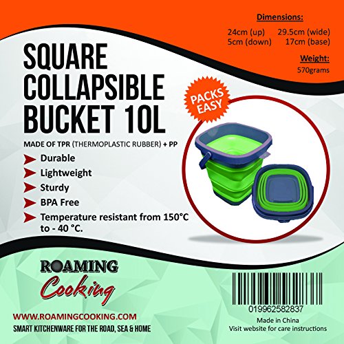 Collapsible Bucket 10L Square - Perfect for The Trailer, Motorhome, Small Apartment, Camping, Boating, RV or Airstream,car Detailing Supplies