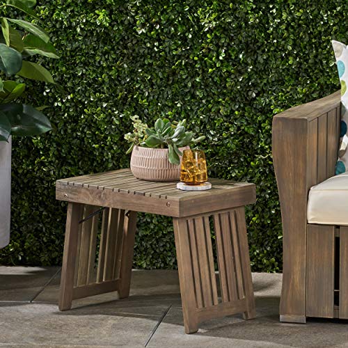 Christopher Knight Home Howard Outdoor Acacia Wood Folding Side Table, Gray Finish - color: Gray Finish