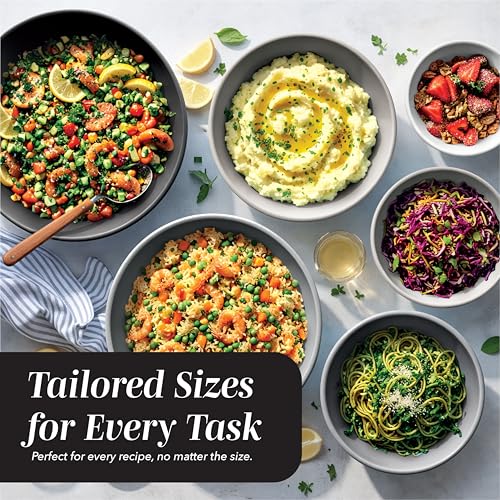 COOK WITH COLOR Mixing Bowls with TPR Lids - 12 Piece Plastic Nesting Set includes 6 Prep and Lids, Microwave Safe Bowl (Black Ombre) - color: Black Ombre TPR Lids