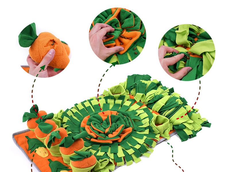 Ferret Cats Snuffle Mat Fleece Foraging Mats Interactive Feeding Toy Small Animal Rabbit Guinea Pig Rat Hamster Anti Slip Treat Dispenser Slow Feeder (Carrots) - color: Carrots