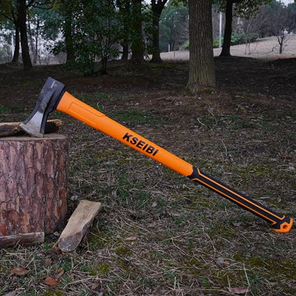 KSEIBI 36-Inch Splitting Axe - Forged Carbon Steel, Wood Splitter & Kindling Axe for Chopping, Heavy-Duty Maul with Ergonomic Fiberglass Handle, Shock Reduction, Anti-Slip Grip - style: 36-inch Splitting Axe