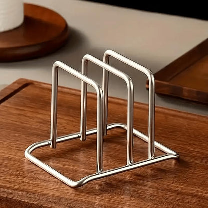 1PCS Space-Saving Stainless Steel Pot Lid and Cutting Board Organizer Combo - Heavy-Duty Countertop Rack with Non-Shake Design