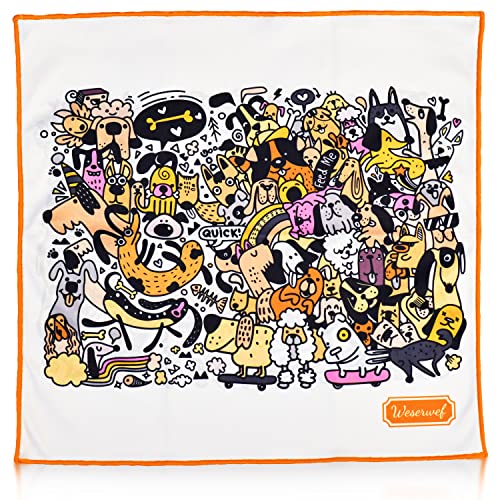 WESERWEF Design Microfiber Glasses Cleaning Cloth – Premium Cleaning Cloth for Eyeglasses, Screens, Tablets, Cameras & Lenses, 12" x 12", Ultra-Soft & Scratch-Free (Funny Dogs) - color: funny dogs