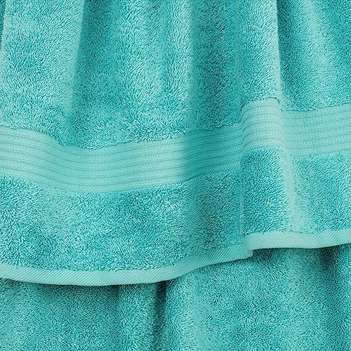 Cotton Paradise 100% Cotton Turkish Towel Set, Soft Absorbent Quick Dry, 6 Piece Towel Set, Turquoise - color: Turquoise