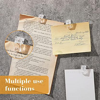30 Pieces Self-Adhesive Clips Wall Tapestry Clips Sticky Plastic Photo Small Hanging Spring for Poster Photo Wall Teacher Student Home Applications(Clear) - color: Clear