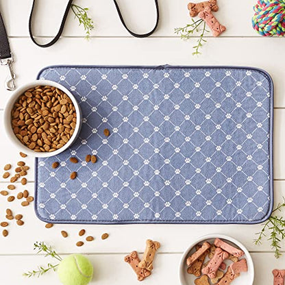 Bone Dry Machine Washable, Ultra Absorbent Pet Mat, 12x18, Stonewash Blue Trellis Print - color: Stonewash Blue Trellis Print, size: 12"L x 18"W