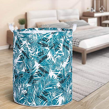 Merdes 19.7’’ Waterproof Foldable Laundry Hamper, Dirty Clothes Laundry Basket, Linen Bin Storage Organizer for Toy Collection (Plam Leaf) - color: Plam Leaf
