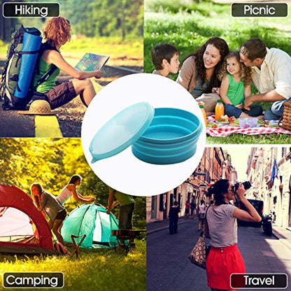 ME.FAN Silicone Collapsible Bowls - Silicone Folding Travel Bowl with Lids - Expandable Food Storage Containers Set - Portable, [27oz] - color: 2 Pack-Gray
