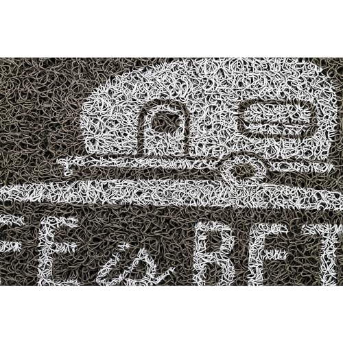 Camco Life is Better at The Campsite Scrub Mat - 26.5" by 15" - Non-Slip Backing - Gray/White - 53200