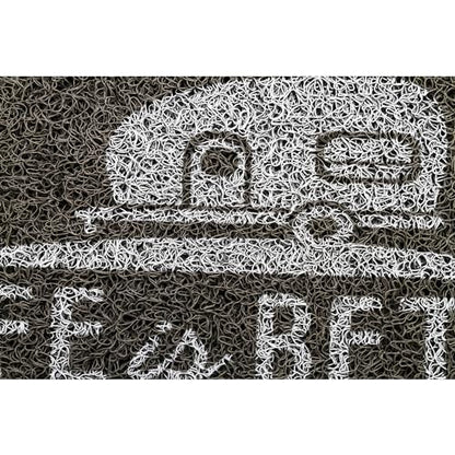 Camco Life is Better at The Campsite Scrub Mat - 26.5" by 15" - Non-Slip Backing - Gray/White - 53200