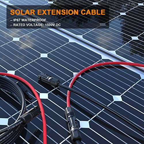 10AWG Solar Extension Cable 20Ft Red & Black, Both End with Universal Solar Connectors Plug & Play | Weatherproof PV Wire for RV, Boat, Off-Grid Systems