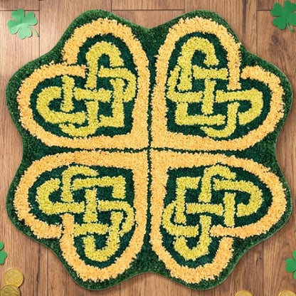 Drydiet St. Patrick's Day Shamrock Bathroom Rug Ireland Celtic Knot Door Mat Leaf Shower Mat Irish Bathroom Shower Decoration Non Slip Washable Rug 20 x 24 Inches(Retro) - style: Retro