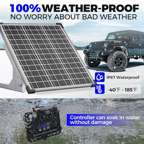 Voltset 50W Solar Panel Kit, 12V Solar Battery Trickle Charger Maintainer + 10A MPPT Charge Controller + Adjustable Mount Bracket,Waterproof Solar Panel Battery Charger for Car Boat Marine RV Roof - size: 50W