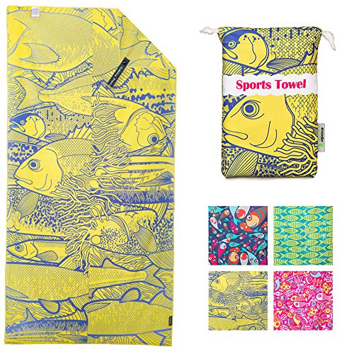 4Monster Quick Dry Beach Towel, Ultra Absorbent Microfiber Travel Towel, Lightweight & Compact for Beach, Swimming, Camping, Pool, Water Sports & Yoga - color: 04yellow, size: 63.00" x 31.50"