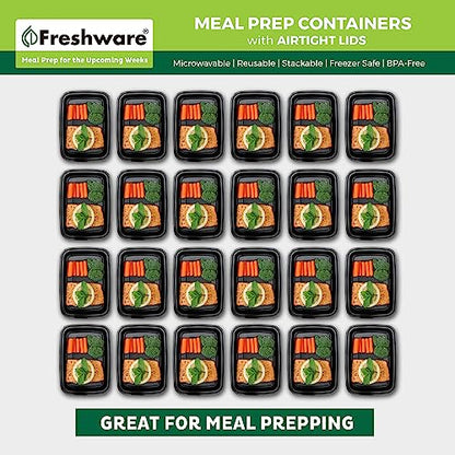 Freshware Meal Prep Containers [150 Pack] 1 Compartment with Lids, Food Storage Containers, Bento Box, BPA Free, Stackable, Microwave/Dishwasher/Freezer Safe (24 oz) - size: 24OZ-150PK