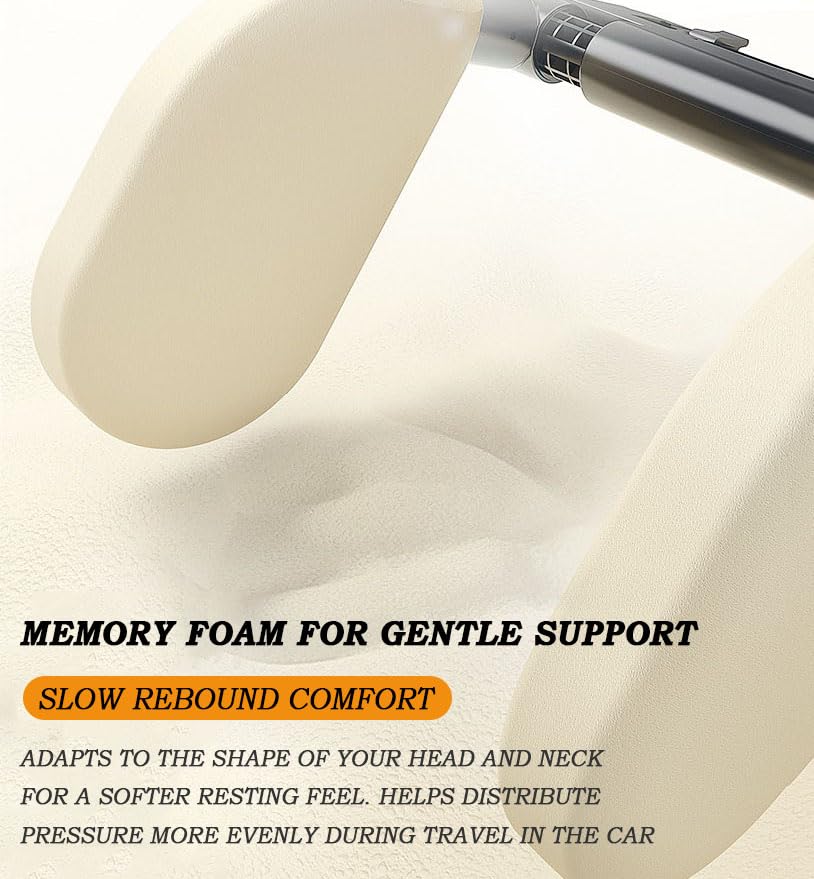 Car Headrest Pillow for Toyota bZ4X 2022 2023 2024 2025 2026, Car Seat Head Support, Adjustable 360° Neck Pillow, Detachable Side Pad, Memory Foam, Sleeping Travel Rest,C Grey - color: C Grey