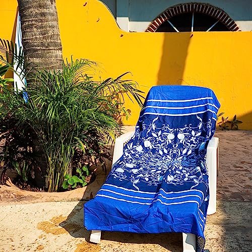 Quick Dry Towel Extra Large 78x35 Inch - Microfiber Beach Towel - Perfect for Beach, Travel, Swimming, Pool, Yoga, Hiking, Camping - Lightweight, Fast Drying, Compact for Adults (Blue Flower) - color: Blue Flower, style: Extra Large 78x35"