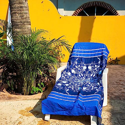 Quick Dry Towel Extra Large 78x35 Inch - Microfiber Beach Towel - Perfect for Beach, Travel, Swimming, Pool, Yoga, Hiking, Camping - Lightweight, Fast Drying, Compact for Adults (Blue Flower) - color: Blue Flower, style: Extra Large 78x35"