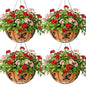 14 inch Metal Hanging Baskets For Plants Outdoor 4 Pack Round Metal Wire Hanging Basket Planter with Coco Fiber Liners Chain Round Wire Plant Holder for Garden, Patio, Deck, Porch Plants Flower Potss - size: 14 Inch, style: Butterfly