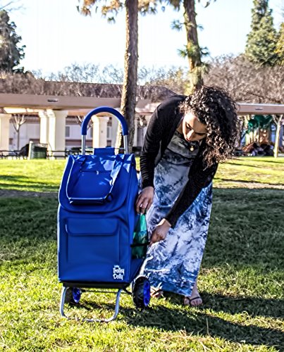 dbest products Trolley Dolly Blue Foldable Shopping cart for Groceries with Wheels and Removable Bag and Rolling Personal Handtruck, Standard - color: Blue, style: Cart