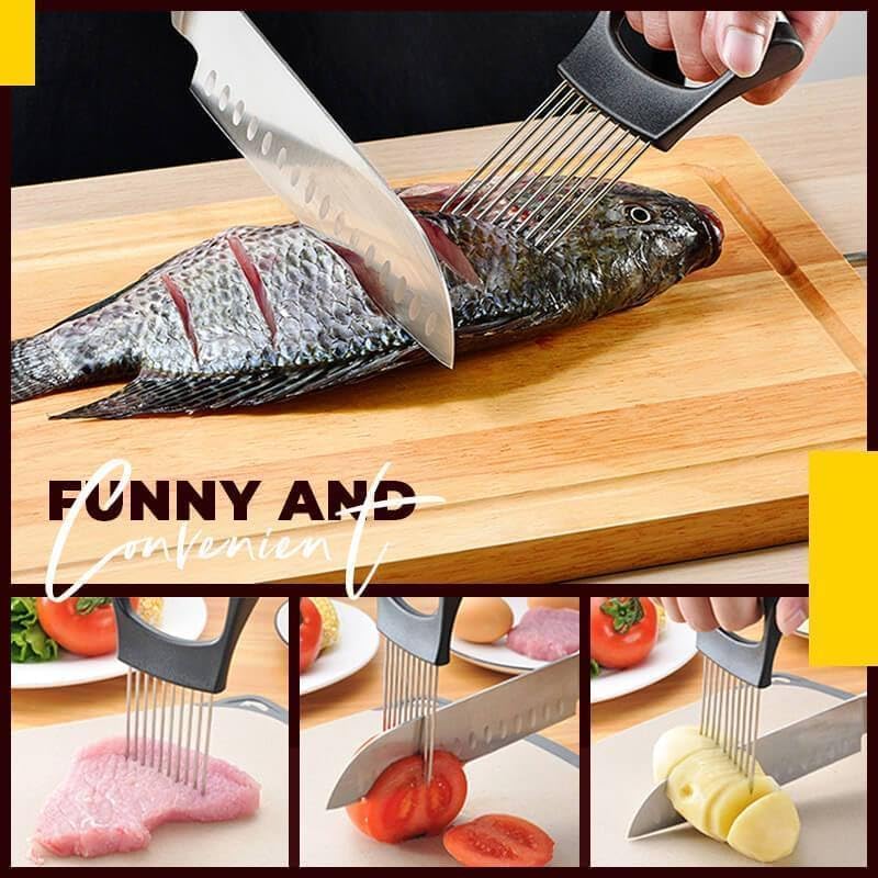 Stainless Steel Onion Slice Holder, Lemon Slicer Vegetable Cutter, Chopper Slicing Assistant Tool for Meat, Onion, Potato, Tomato Home Kitchen Tools (C-2 PCS) - color: C-2 PCS