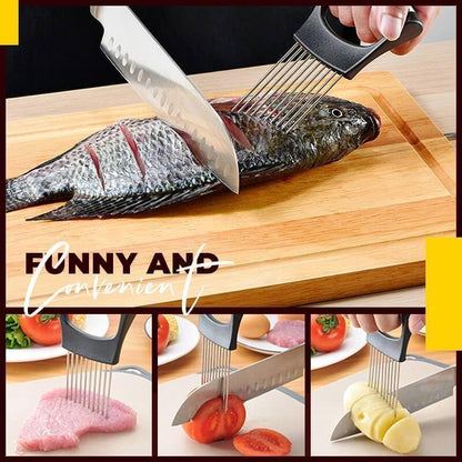 Stainless Steel Onion Slice Holder, Lemon Slicer Vegetable Cutter, Chopper Slicing Assistant Tool for Meat, Onion, Potato, Tomato Home Kitchen Tools (C-2 PCS) - color: C-2 PCS