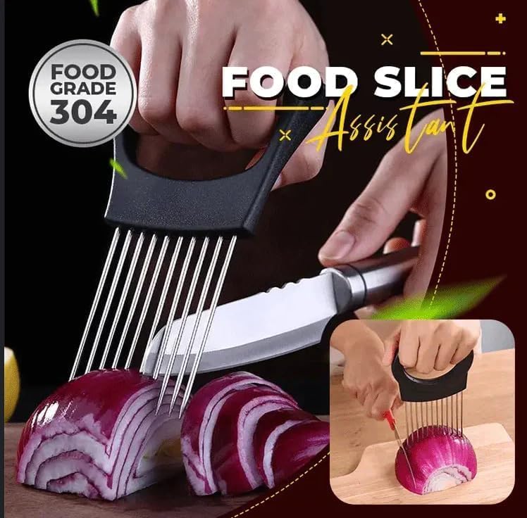 Stainless Steel Onion Slice Holder, Lemon Slicer Vegetable Cutter, Chopper Slicing Assistant Tool for Meat, Onion, Potato, Tomato Home Kitchen Tools (2 PCS) - color: 2 PCS