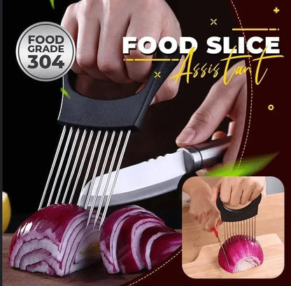 Stainless Steel Onion Slice Holder, Lemon Slicer Vegetable Cutter, Chopper Slicing Assistant Tool for Meat, Onion, Potato, Tomato Home Kitchen Tools (2 PCS) - color: 2 PCS