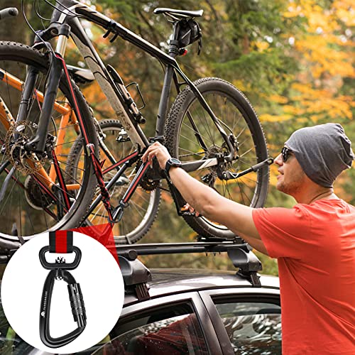2 Pack Locking Carabiner Clip 2.5" with Swivel Ring for Securing Pets, Dog Leash Harness, Camping, Hiking, Keychains - color: Black