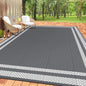 HappyTrends,Outdoor Rug,Patio Rug,Reversible Portable Plastic Straw Rug,Camping Rugs for Outside RV,Large Waterproof Area Rugs for Patio,Deck,Picnic,Porch,Balcony(6'x 9',White&Gray) - size: 6' x 9' (Rectangular)
